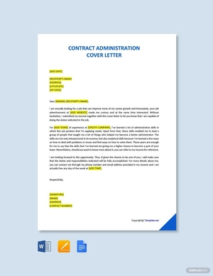 Contract Administration Cover Letter Template