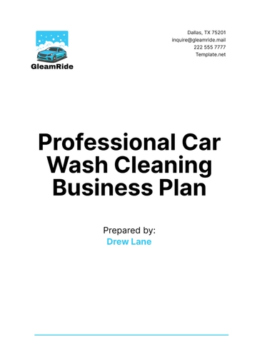 Free Professional Car Wash Cleaning Business Plan Template to Edit Online