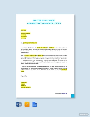 Master of Business Administration Cover Letter