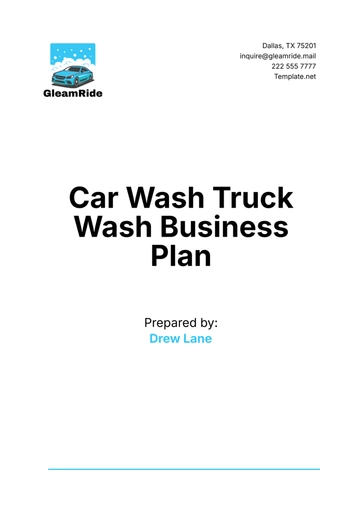 Free Car Wash Truck Wash Business Plan Template to Edit Online