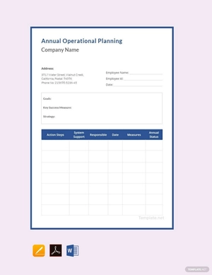 Annual Operational Plan Template