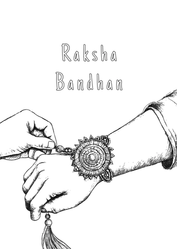 Free Raksha Bandhan Pencil Drawing Template to Edit Online