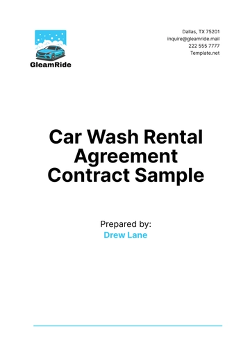 Free Car Wash Rental Agreement Contract Sample Template to Edit Online