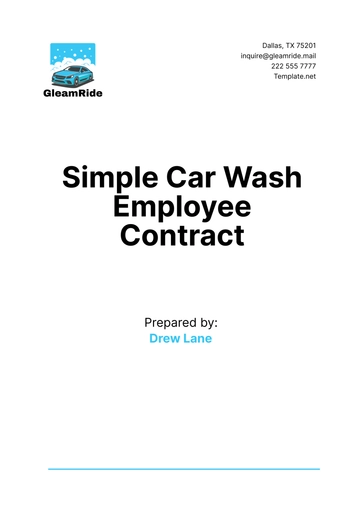 Free Simple Car Wash Employee Contract Template to Edit Online