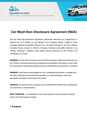 Free Car Wash Non-Disclosure Agreement Format Template to Edit Online Free Car Wash Non-Disclosure Agreement Format Template to Edit Online