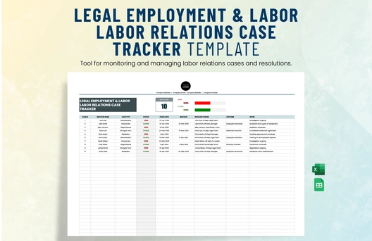 Legal Employment & Labor Labor Relations Case Tracker Template