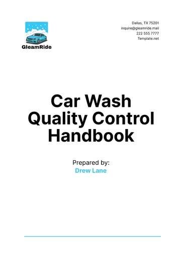 Free Car Wash Quality Control Handbook Layout Template to Edit Online