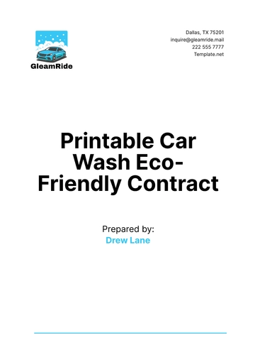 Free Printable Car Wash Eco-Friendly Contract Template to Edit Online
