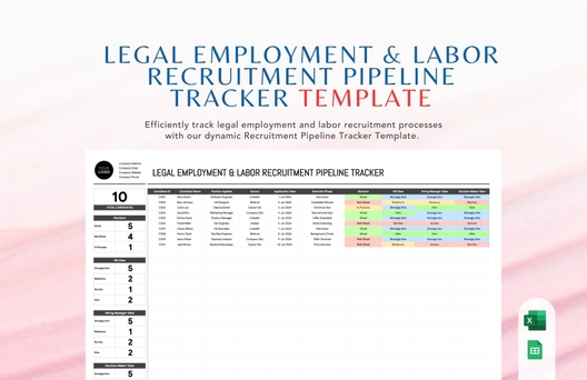 Legal Employment & Labor Recruitment Pipeline Tracker Template