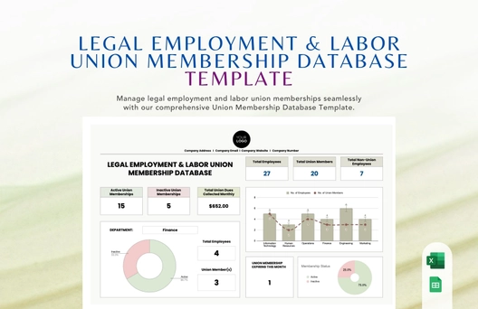 Legal Employment & Labor Union Membership Database Template