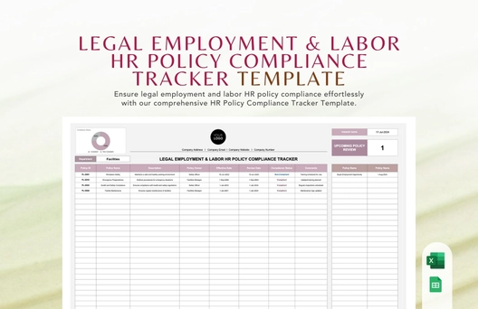 Legal Employment & Labor HR Policy Compliance Tracker Template