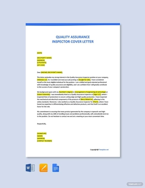 Quality Assurance Inspector Cover Letter
