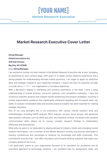 Free Market Research Executive Cover Letter to Edit Online