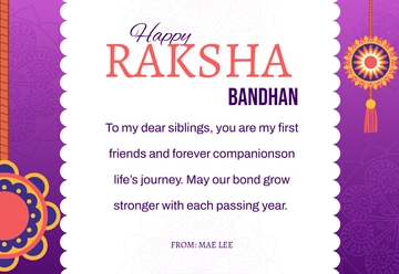 Free Raksha Bandhan Card Template to Edit Online