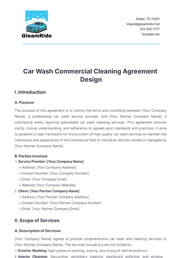 Free Car Wash Commercial Cleaning Agreement Design Template to Edit Online