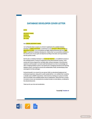 Database Developer Cover Letter