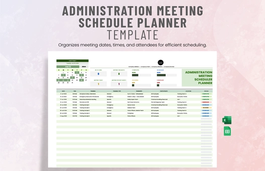 Administration Meeting Schedule Planner Template