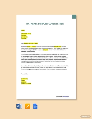 Database Support Cover Letter