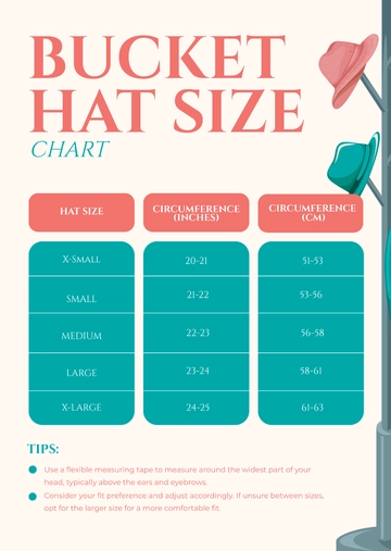 Free Bucket Hat Size Chart Template to Edit Online