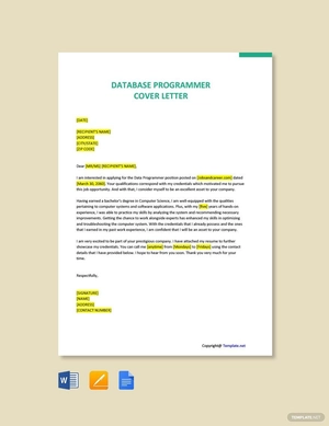 Database Programmer Cover Letter