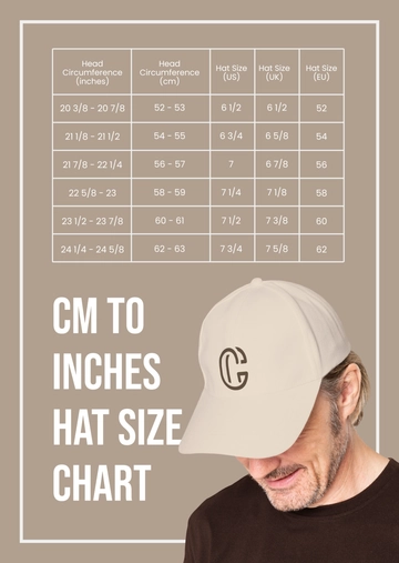 Free Cm To Inches Hat Size Chart Template to Edit Online