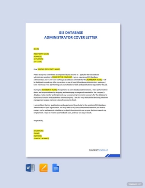 GIS Database Administrator Cover Letter