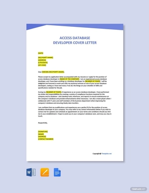 Access Database Developer Cover Letter