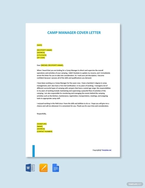 Camp Manager Cover Letter