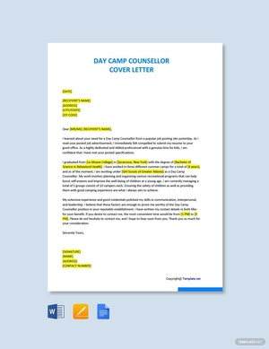 Day Camp Counsellor Cover Letter
