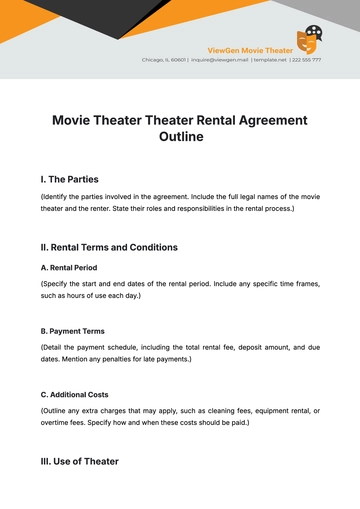 Free Movie Theater Theater Rental Agreement Outline Template to Edit Online