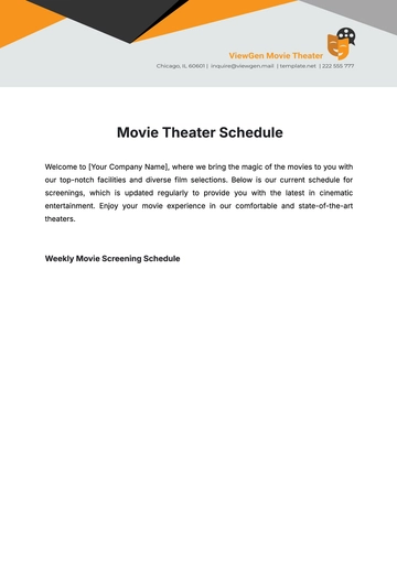 Free Movie Theater Schedule Template to Edit Online