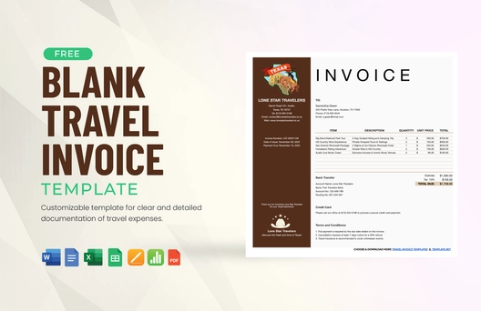 Blank Travel Invoice Template