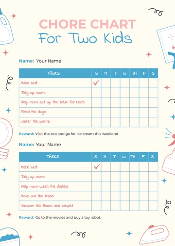 Free Two Kids Chore Chart Template to Edit Online
