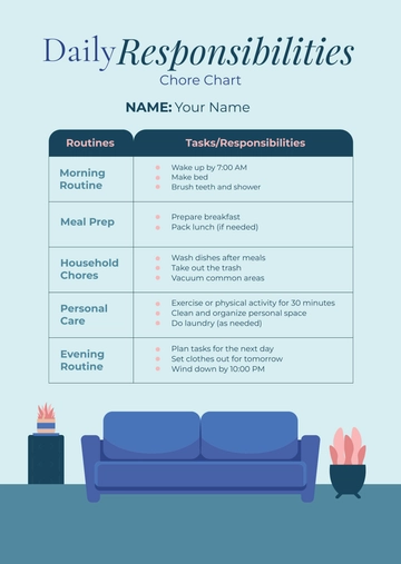 Free Daily Responsibilities Chore Chart Template to Edit Online