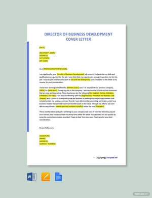 Director of Business Development Cover Letter Template