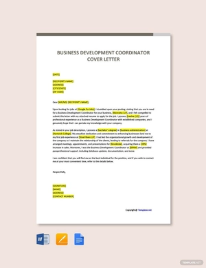 Business Development Coordinator Cover Letter Template