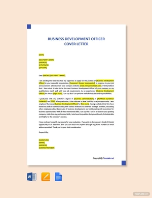 Business Development Officer Cover Letter Template