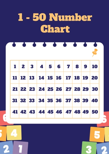Free 1 - 50 Number Chart Template to Edit Online