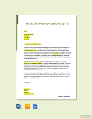 Air Safety Investigator Cover Letter Template