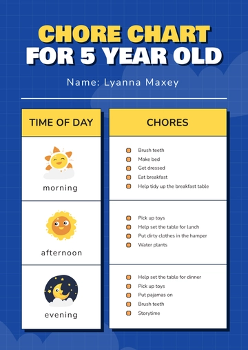 Free Chore Chart Template For 5 Year Old to Edit Online