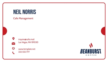 Free Cafe Management Business Card Template to Edit Online