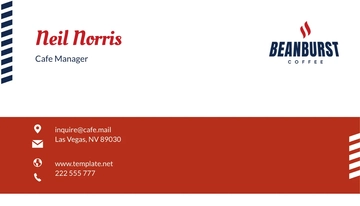 Free Cafe Manager Business Card Template to Edit Online