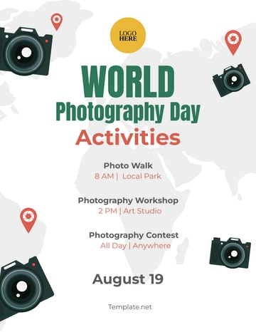 Free World Photography Day Activities Template to Edit Online