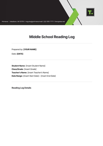 Free Middle School Reading Log Template to Edit Online