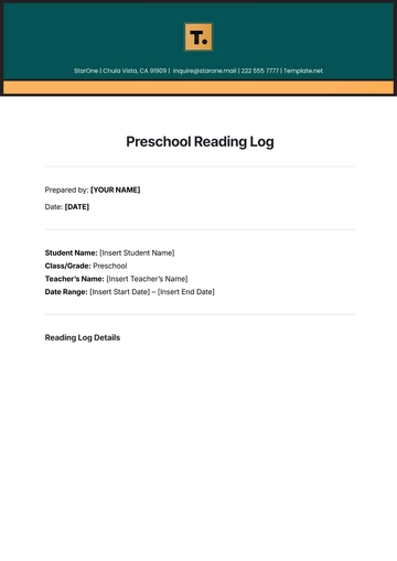 Free Preschool Reading Log Template to Edit Online