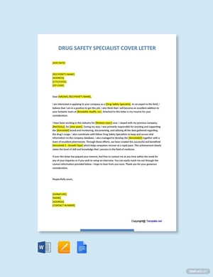 Drug Safety Specialist Cover Letter Template