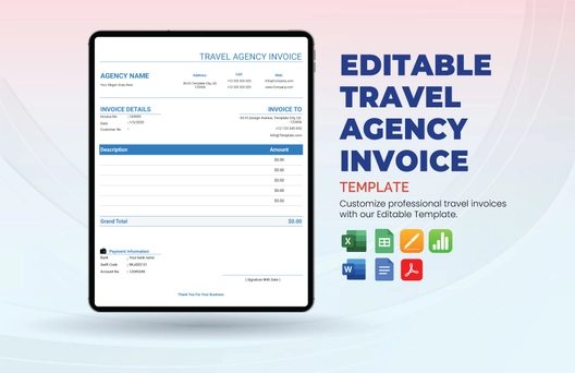 Editable Travel Agency Invoice Template