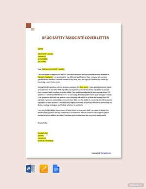 Drug Safety Associate Cover Letter Template