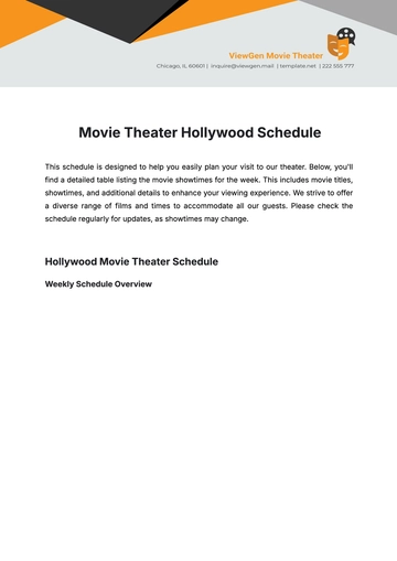 Free Movie Theater Hollywood Schedule Template to Edit Online