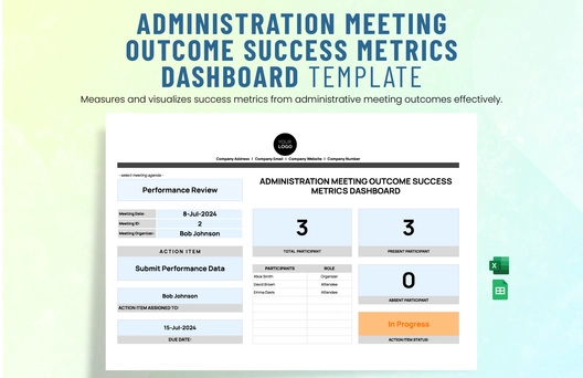 Administration Meeting Outcome Success Metrics Dashboard Template